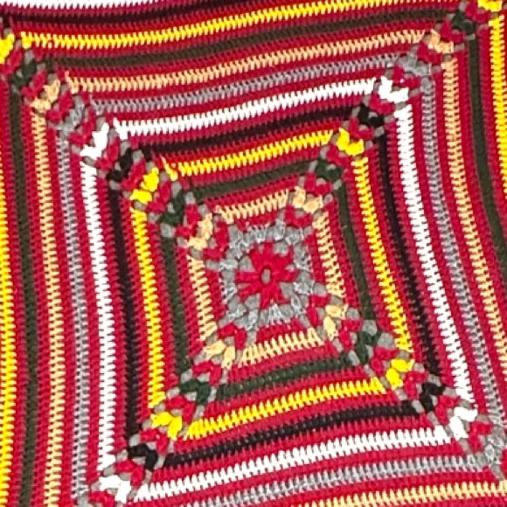 Vintage Handmade Granny‎ Crocheted Throw/Blanket 58” x 56”